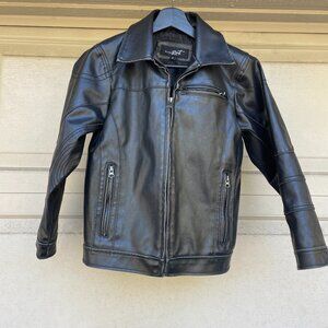 Black Rivet Youth Medium Black Faux Leather Moto Jacket Polyester Boys 10/12